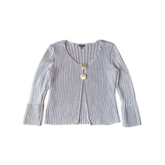 J.Jill 100% Cotton Lilac Knit 2 Button Front Mini Bell Sleeve sweater - Picture 2 of 11